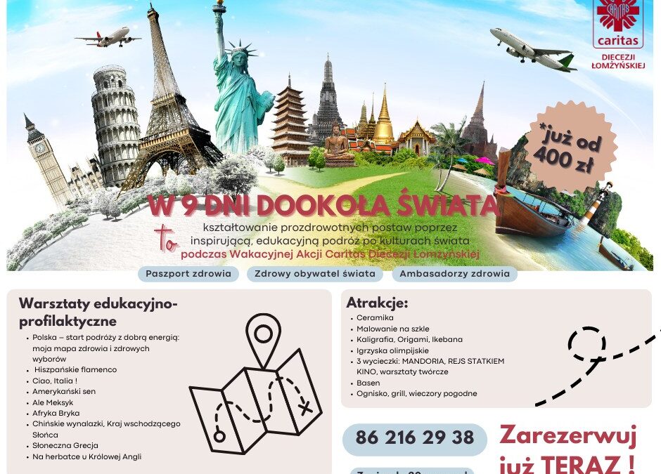 WAKACYJNA AKCJA CARITAS 2025 – 9 DNI DOOKOŁA ŚWIATA