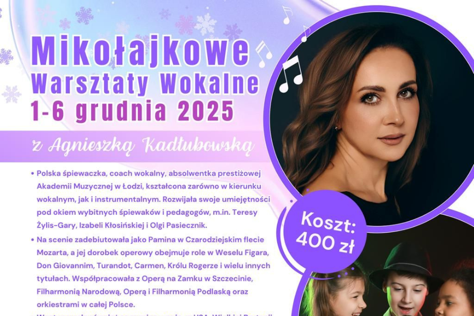 Mikołajkowe warsztaty wokalne, Ostrów Mazowiecka 1-6 grudnia 2025